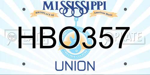 HBO357 Mississippi License Plate