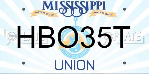 HBO35T Mississippi License Plate