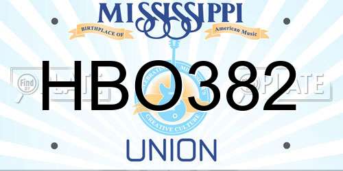 HBO382 Mississippi License Plate