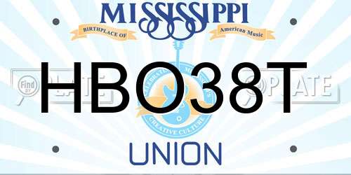 HBO38T Mississippi License Plate