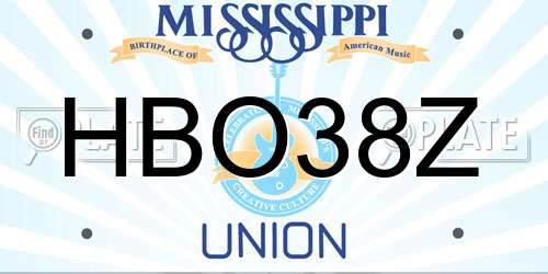 HBO38Z Mississippi License Plate