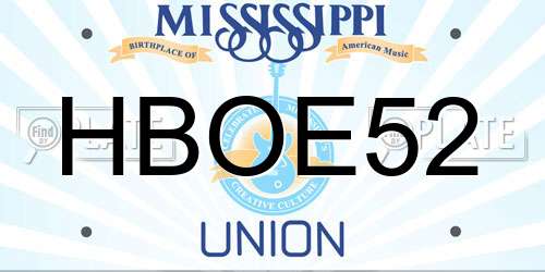 HBOE52 Mississippi License Plate