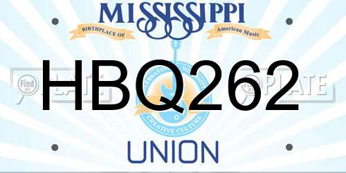 HBQ262 Mississippi License Plate