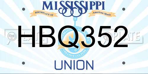 HBQ352 Mississippi License Plate