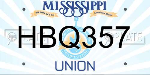 HBQ357 Mississippi License Plate