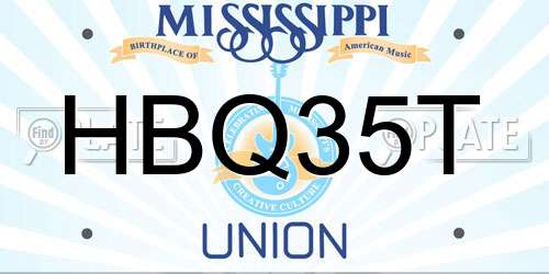 HBQ35T Mississippi License Plate