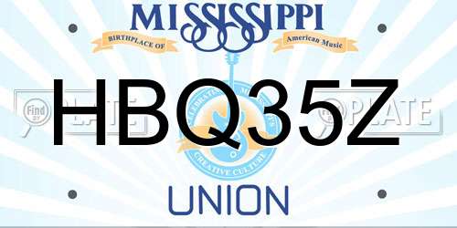 HBQ35Z Mississippi License Plate