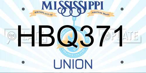 HBQ371 Mississippi License Plate
