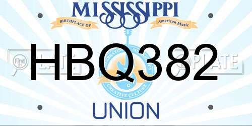 HBQ382 Mississippi License Plate