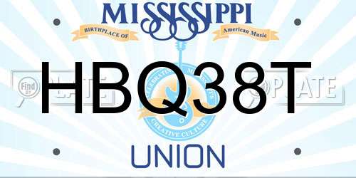 HBQ38T Mississippi License Plate