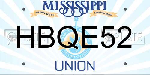 HBQE52 Mississippi License Plate