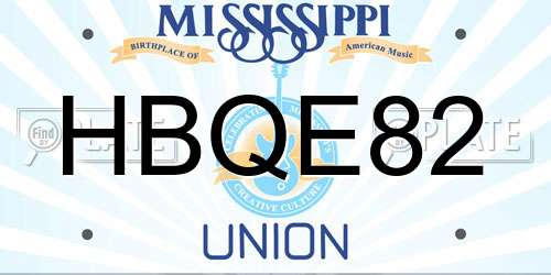 HBQE82 Mississippi License Plate