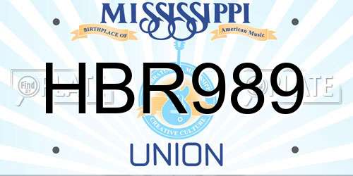 HBR989 Mississippi License Plate