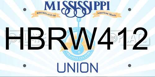 HBRW412 Mississippi License Plate