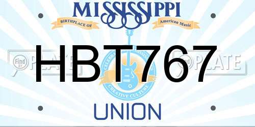 HBT767 Mississippi License Plate