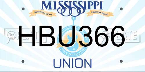 HBU366 Mississippi License Plate