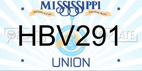 HBV291 Mississippi License Plate