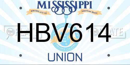 HBV614 Mississippi License Plate