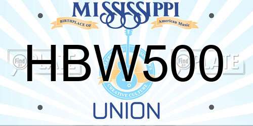 HBW500 Mississippi License Plate
