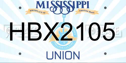 HBX2105 Mississippi License Plate