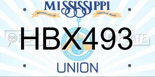 HBX493 Mississippi License Plate
