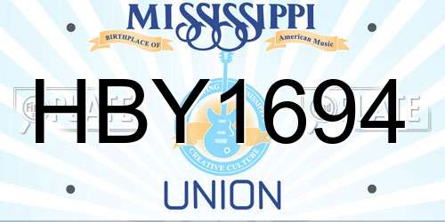 HBY1694 Mississippi License Plate