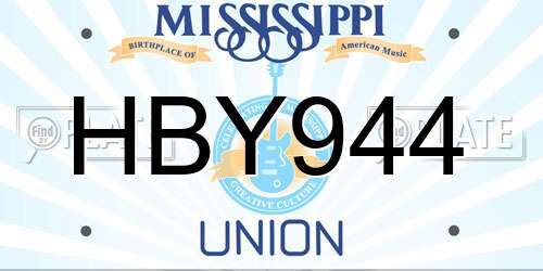 HBY944 Mississippi License Plate