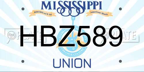 HBZ589 Mississippi License Plate