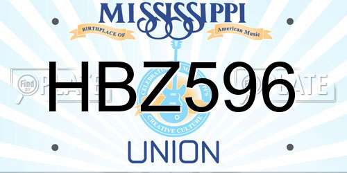 HBZ596 Mississippi License Plate