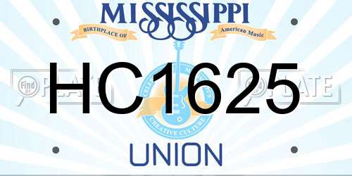 HC1625 Mississippi License Plate