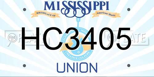 HC3405 Mississippi License Plate