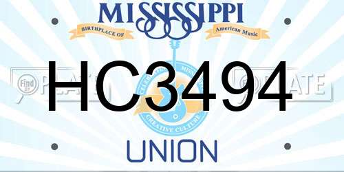 HC3494 Mississippi License Plate