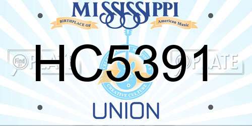HC5391 Mississippi License Plate