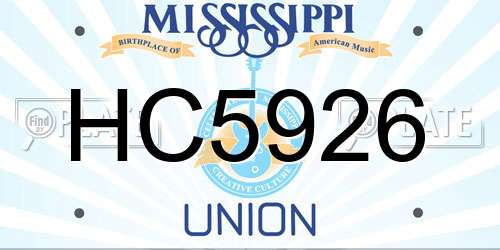HC5926 Mississippi License Plate