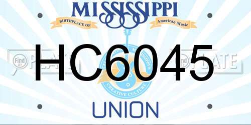 HC6045 Mississippi License Plate