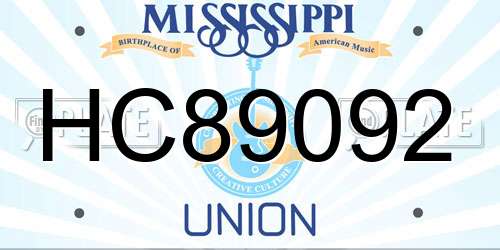 HC89092 Mississippi License Plate