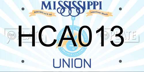 HCA013 Mississippi License Plate