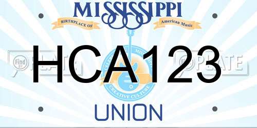 HCA123 Mississippi License Plate