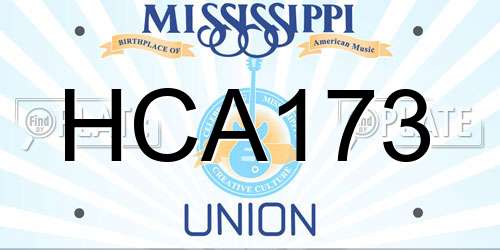 HCA173 Mississippi License Plate