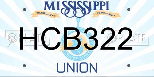 HCB322 Mississippi License Plate