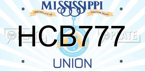 HCB777 Mississippi License Plate