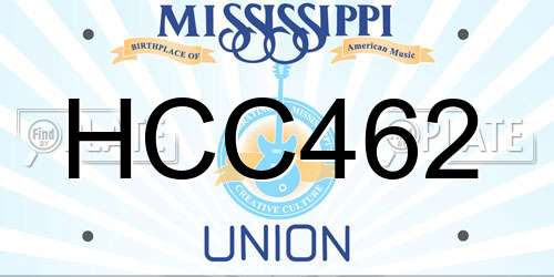 HCC462 Mississippi License Plate