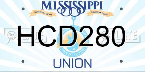 HCD280 Mississippi License Plate