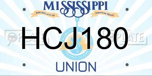HCJ180 Mississippi License Plate
