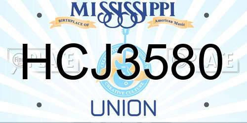 HCJ3580 Mississippi License Plate