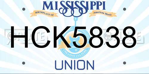 HCK5838 Mississippi License Plate