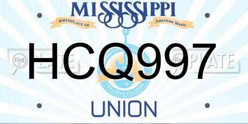 HCQ997 Mississippi License Plate