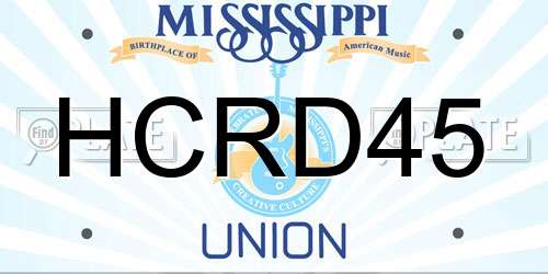 HCRD45 Mississippi License Plate