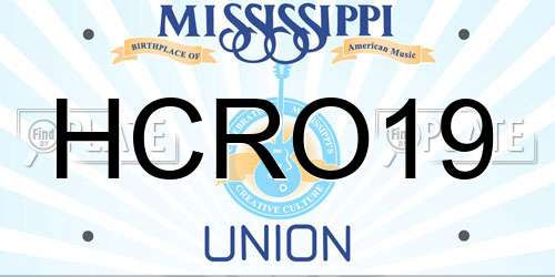 HCRO19 Mississippi License Plate