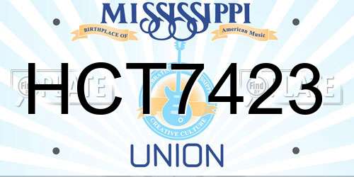 HCT7423 Mississippi License Plate